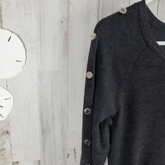 Ravel Button Detail Sweater Dark Gray Size XS - Picture 4 of 10